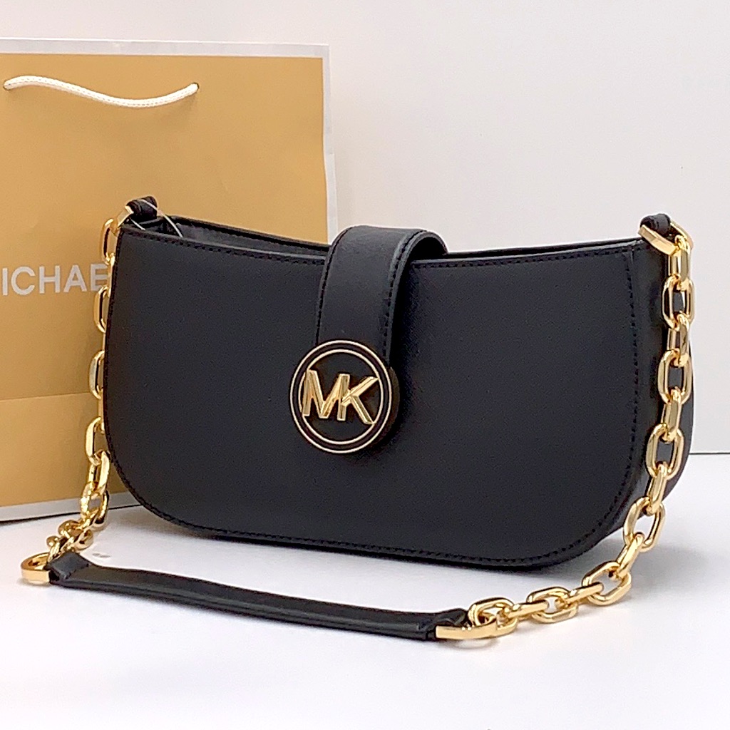 Michael Kors Carmen Small Shoulder Pochette Bag Black Nwt